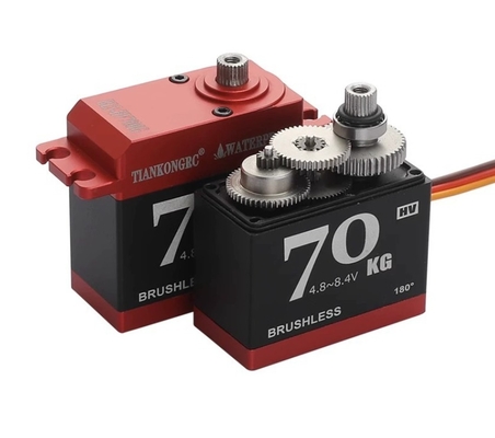 TIANKONGRC BLS-HV70MG 70KG Servo sin escobillas de alto par digital RC Servo Motor Impermeable Todo-Metal Alto Voltaje 4.8~8.4V 180° Ángulo de control Servo Motor de dirección para Coche RC 1:8 1:10