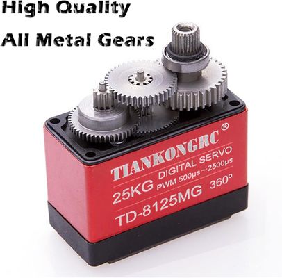 Un buen precio. TIANKONGRC TD-8125MG 25KG 4.8-7.2V Servo digital de 360 grados impermeable con gran par de torsión Accesorios metálicos para bricolaje Robot Brazo robótico RC Modelo PWM 500μs-2500μs en línea